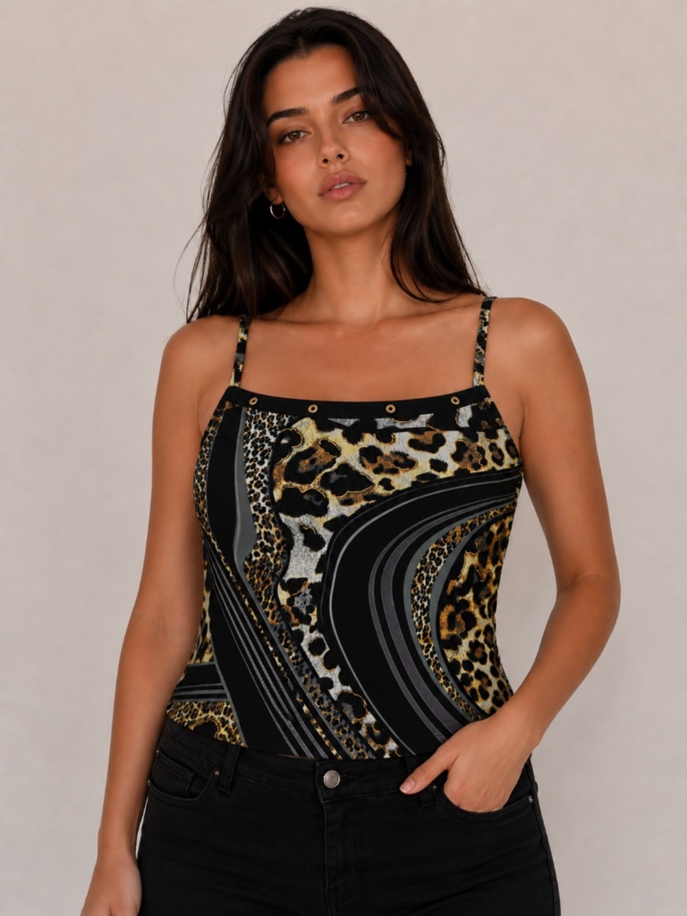 Joseph Ribkoff top/camisole 14 animal print spaghetti straps luxury event guest